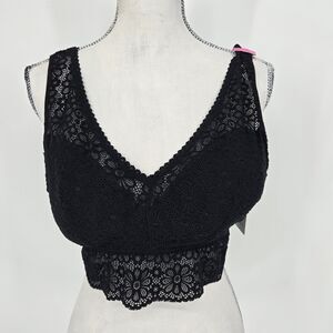NWT SO Lace Plunge Bralette XXL Black